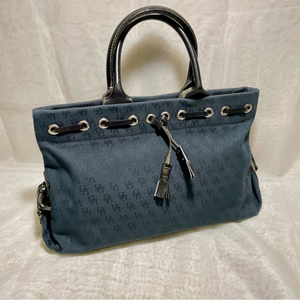 Dooney & Bourke Mini Tassel Tote and Wristlet,  Signature Black Canvas - Picture 2 of 14